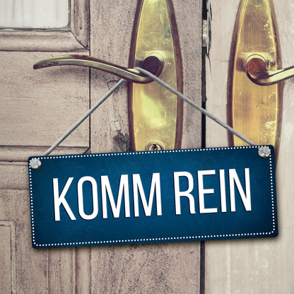 Bitte nicht stören - Komm rein Wendeschild in blau mit Kordel