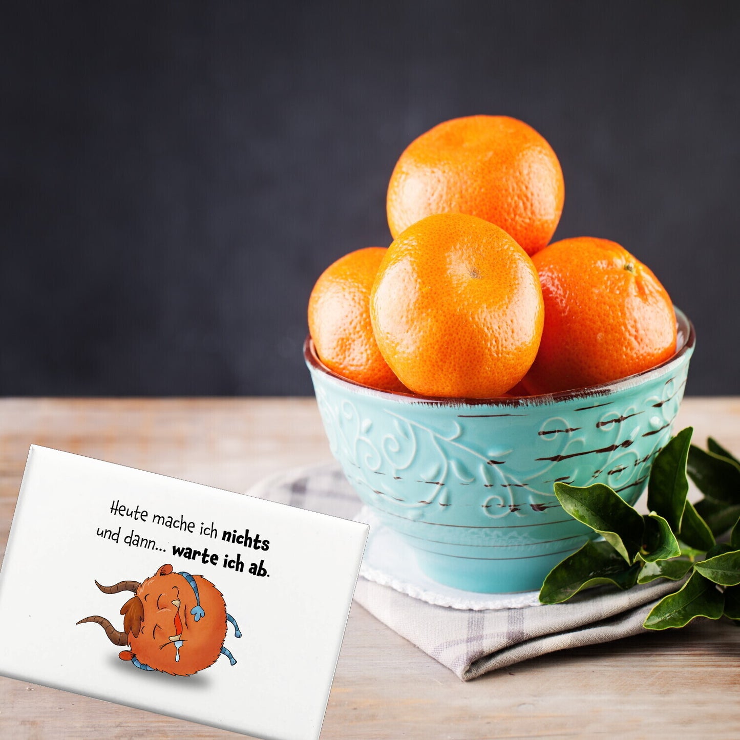 Freches Monster in orange Souvenir Souvenir Magnet mit lustigem Spruch