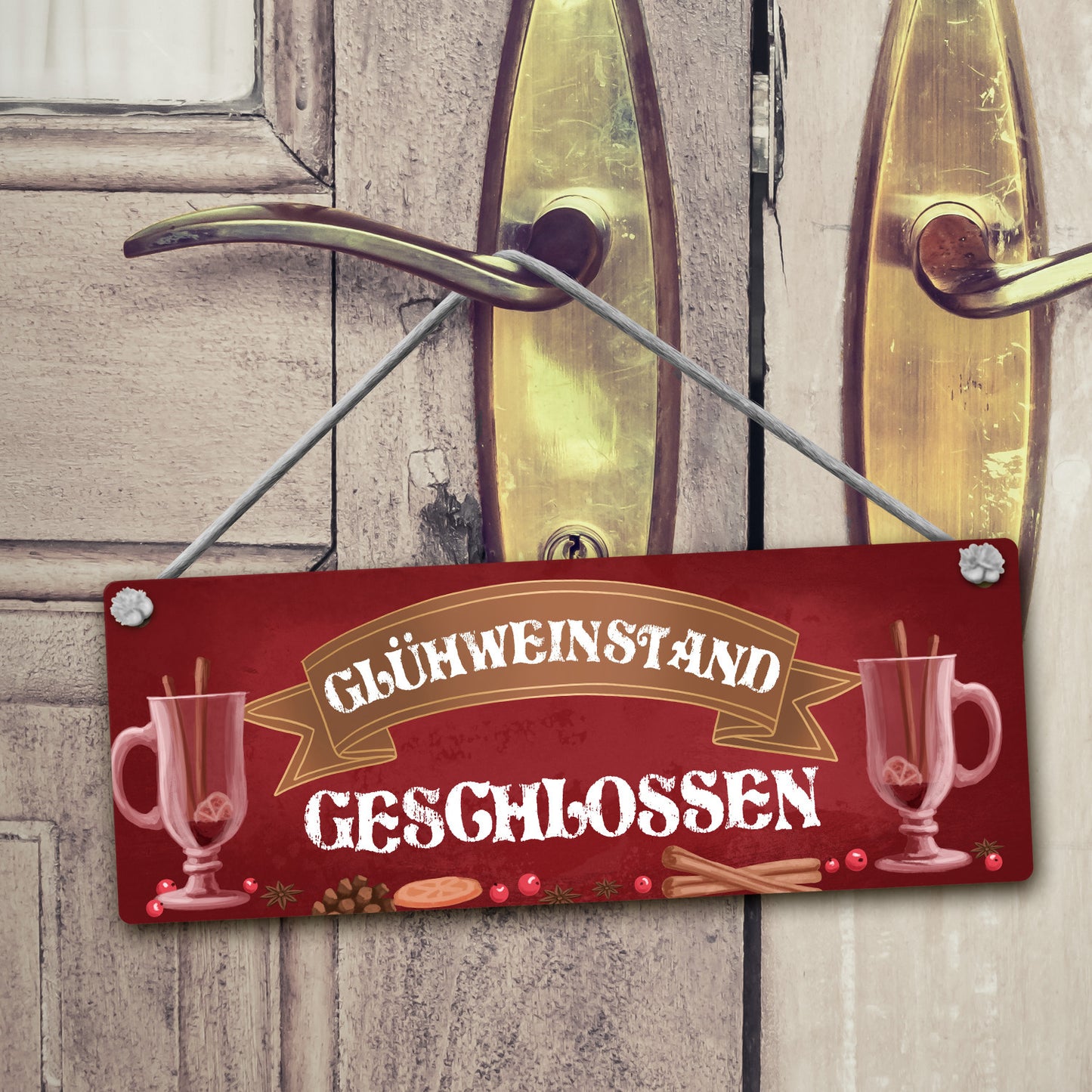 Wendeschild mit Kordel Das perfekte Gadget für deine Weihnachtsparty oder den nächsten Glühweinabend. Mit diesem praktischen und schönen Wendeschild kannst du einfach deinen Glühweinstand eröffnen oder schließen.