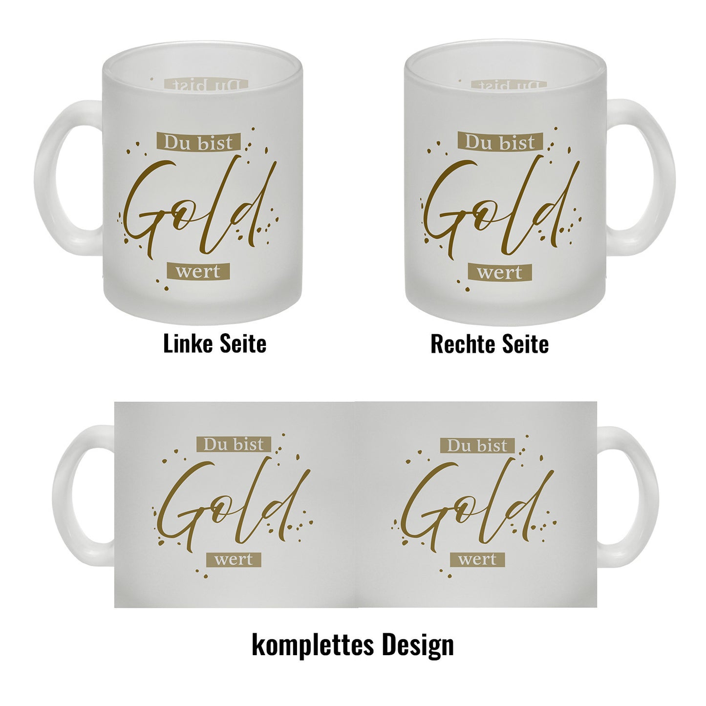 Danksagung Glas Tasse mit Spruch Du bist Gold wert