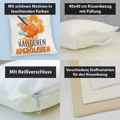 Cocktail Kuschelkissen mit Spruch Hallöchen Aperölchen