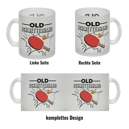 Old Schmetterhand Tischtennis Wortspiel Glas Tasse