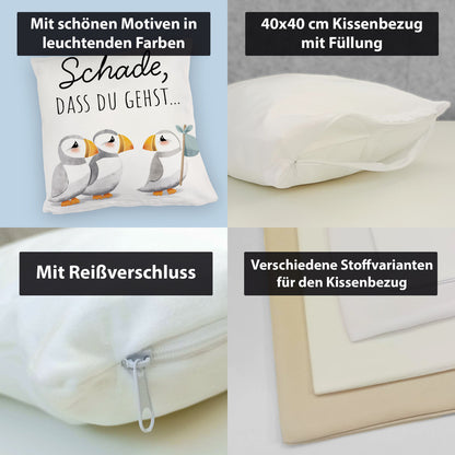 Schade, dass du gehst Papageitaucher Kuschelkissen Abschied Kollege