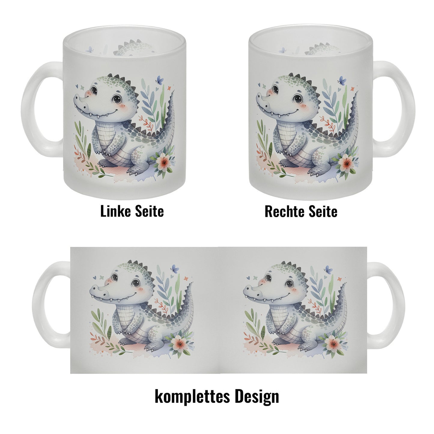 kleines Krokodil Glas Tasse