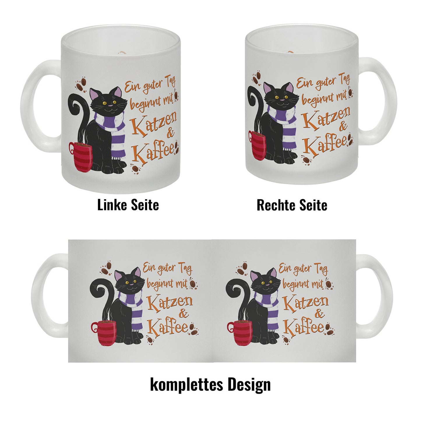 Ein guter Tag beginnt mit Katzen & Kaffee Glas Tasse