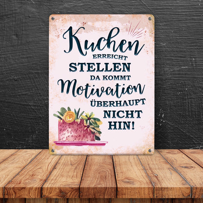 Metallschild XL mit Spruch: Kuchen erreicht Stellen, ...