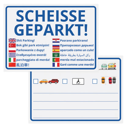 Scheisse Geparkt! International Edition Notizblock für die Windschutzscheibe mit 50 Blatt