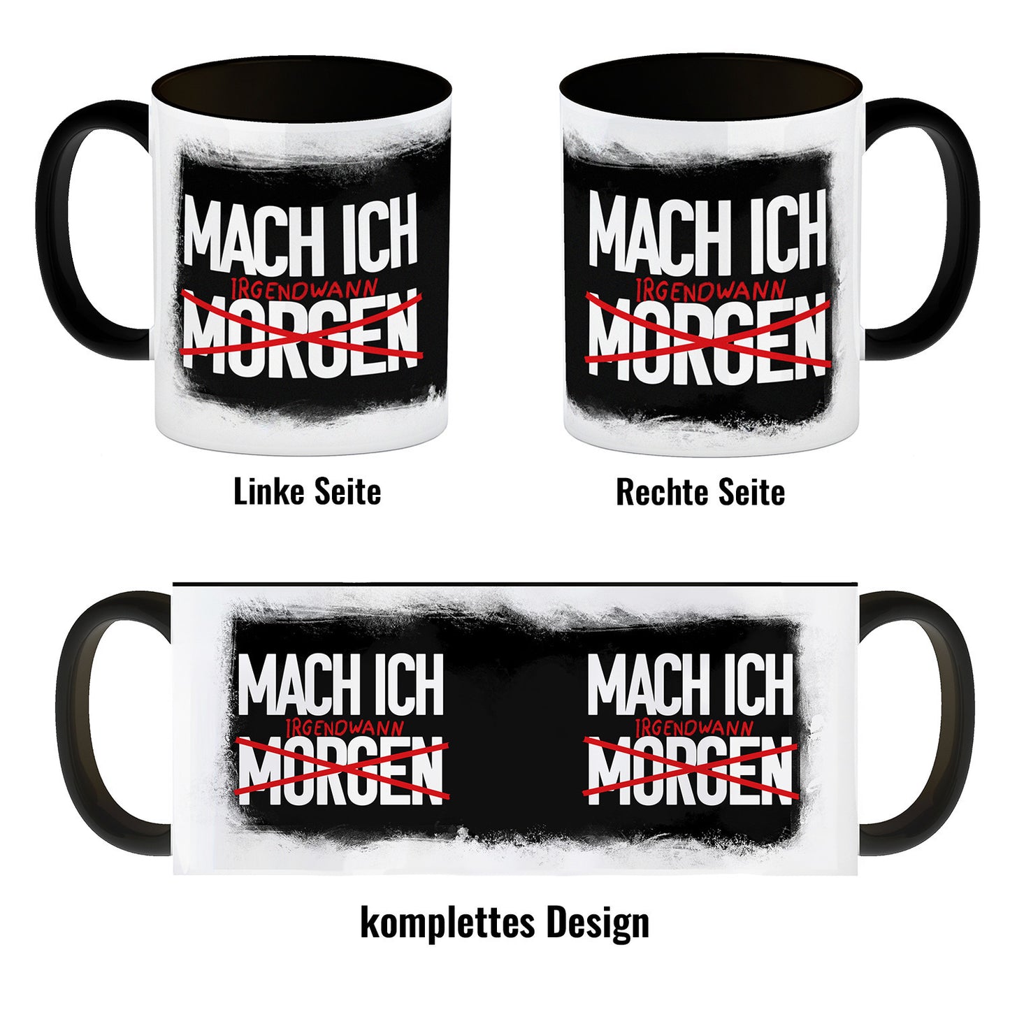 Mach ich irgendwann Kaffeebecher Schwarz mit lustigem Spruch