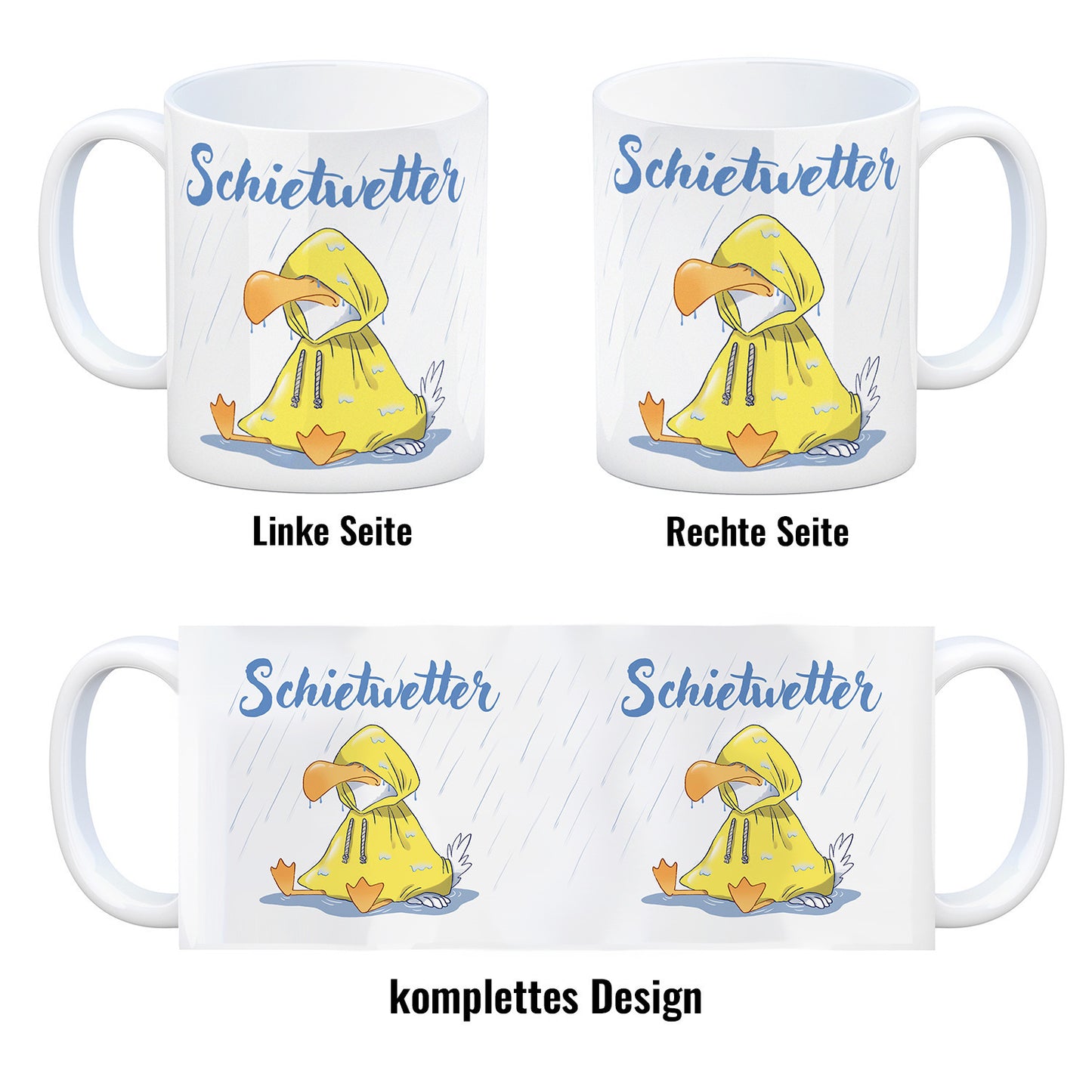 Möwe Kaffeebecher mit Spruch Schietwetter