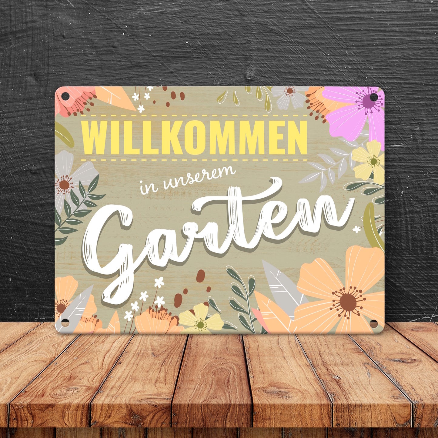 Willkommen in unserem Garten Metallschild