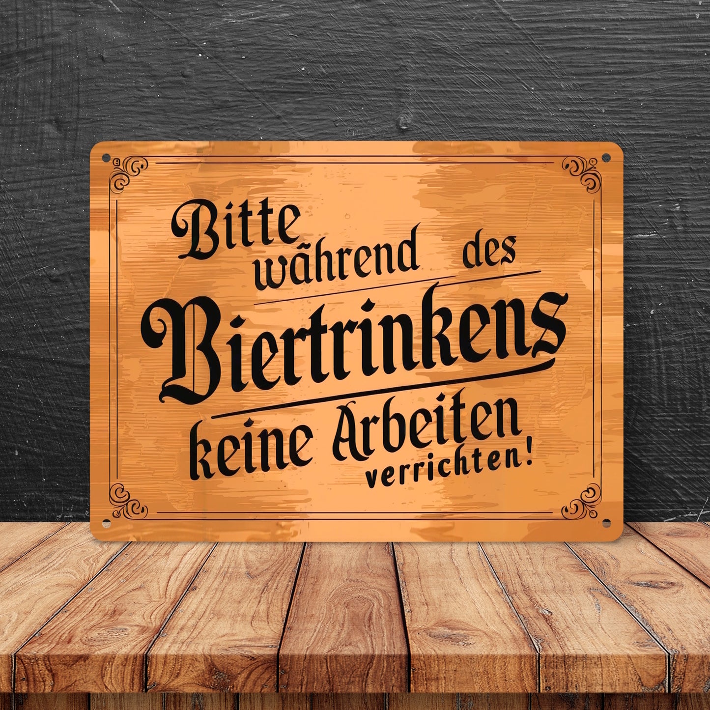 Während des Biertrinkens keine Arbeit Metallschild XL in 21x28 cm