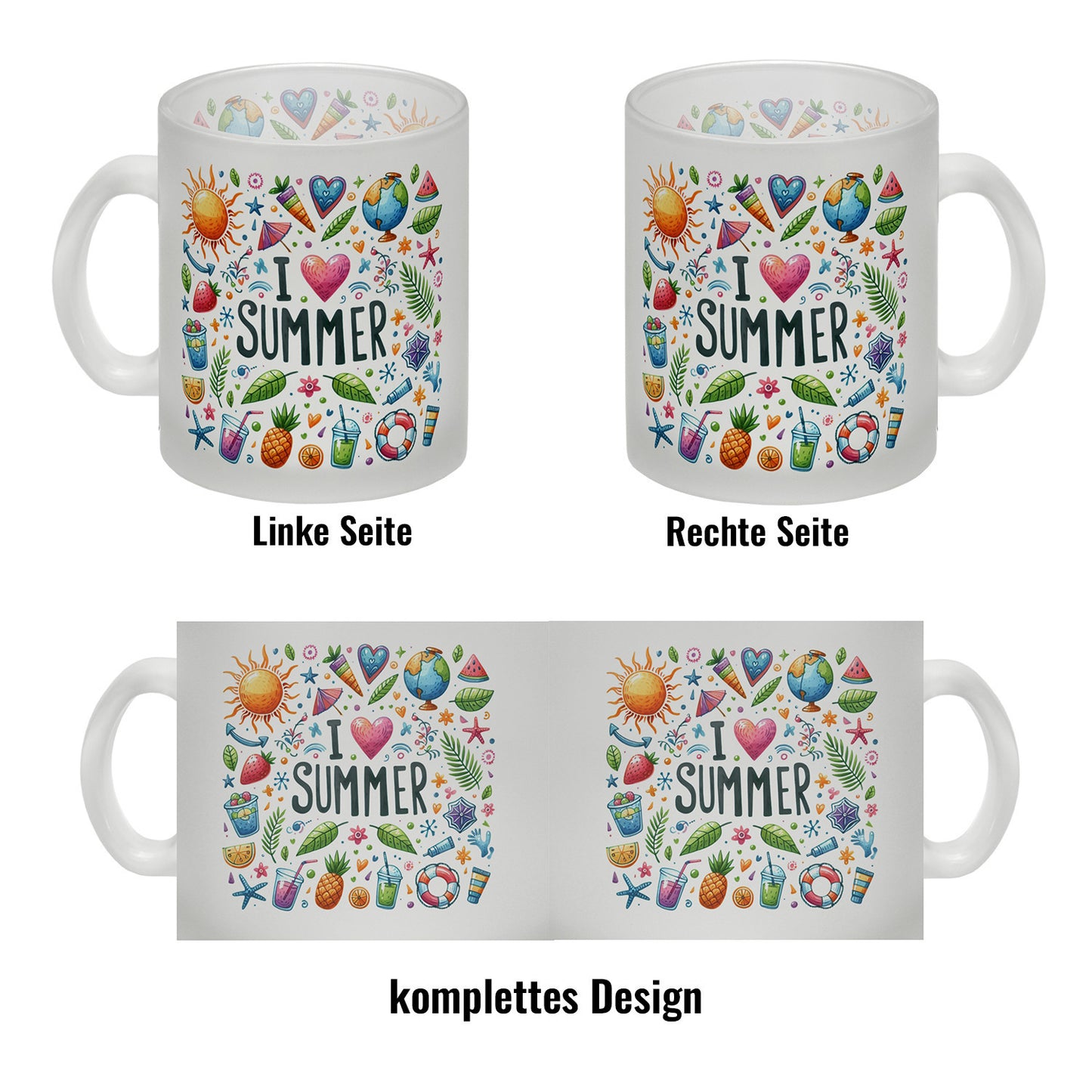 Sommer Glas Tasse mit Spruch I love summer