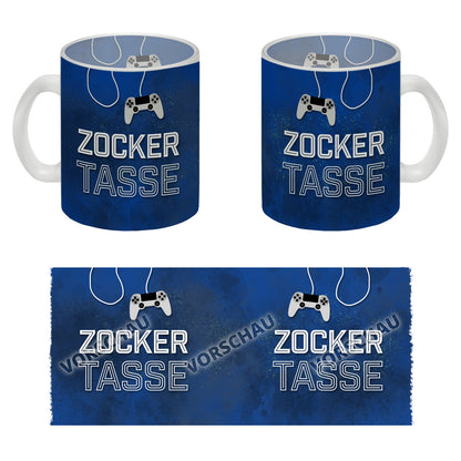 Zocker Tasse Glas Tasse mit Controller Motiv