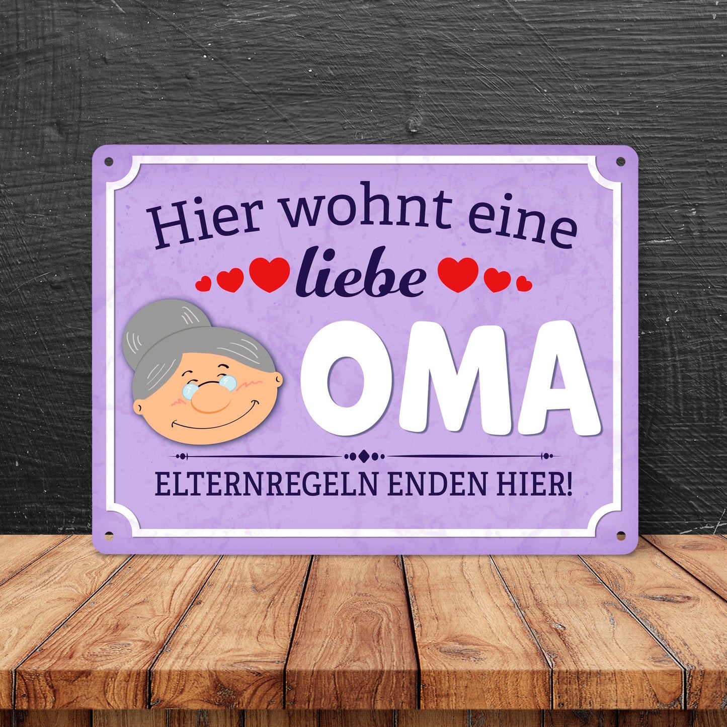 Hier wohnt eine liebe Oma Metallschild XL in 21x28 cm