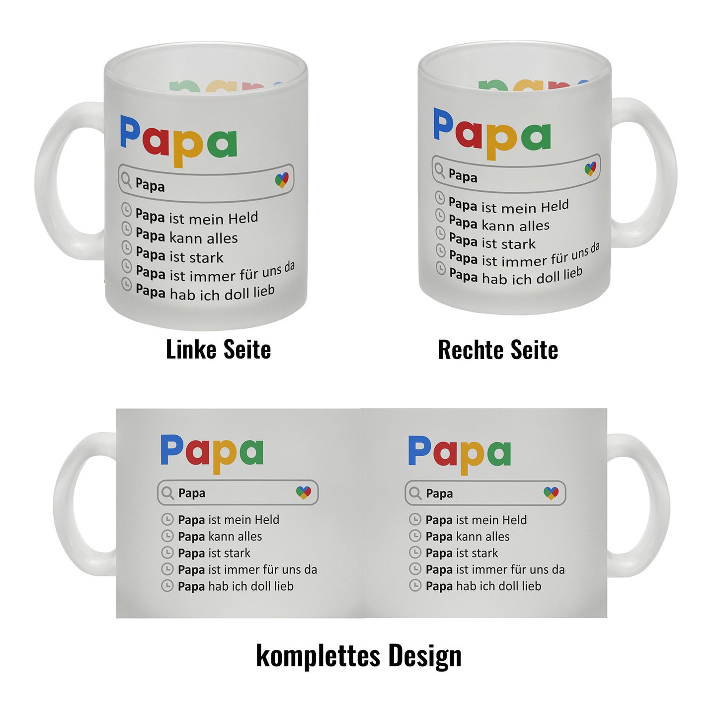 Papa ist mein Held Suchmaschine Glas Tasse