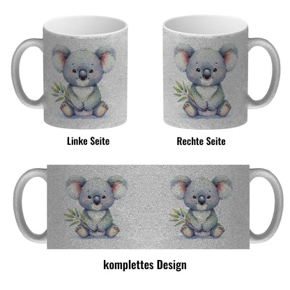 Sitzender Koala Glitzer-Kaffeebecher