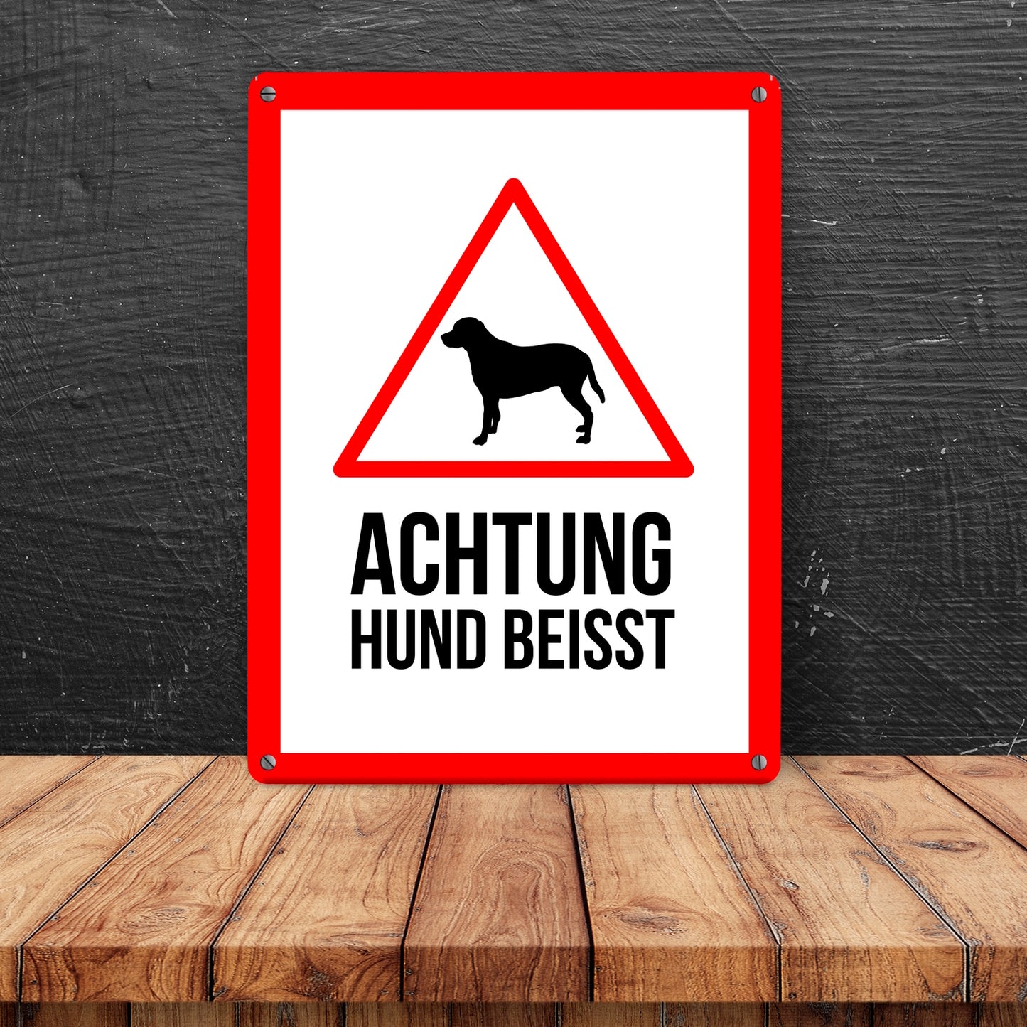 Achtung Hund beisst Metallschild mit Hunde Symbol