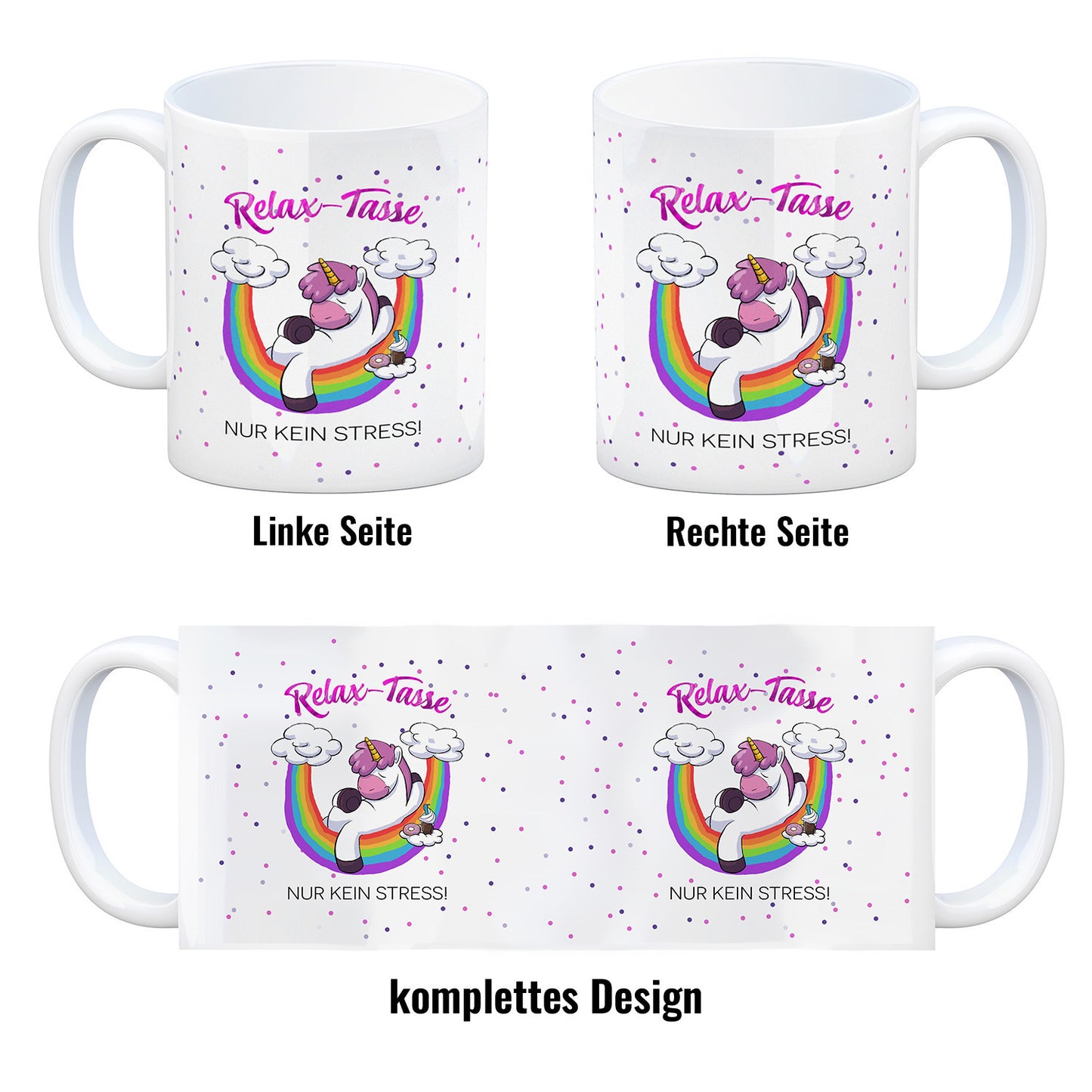 Relax-Tasse Einhorn mit Regenbogen Kaffeebecher