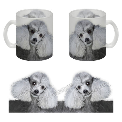 Glas Tasse mit Pudel Motiv