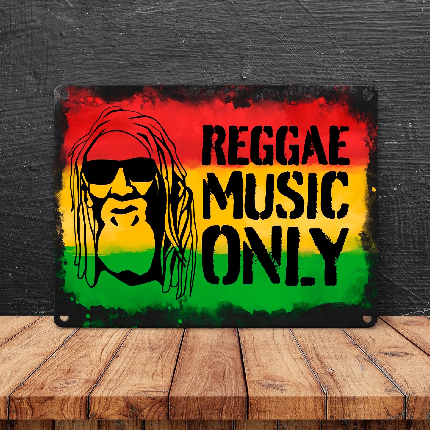 Reggae Music Only Metallschild in 15x20 cm mit Rastafarigesicht