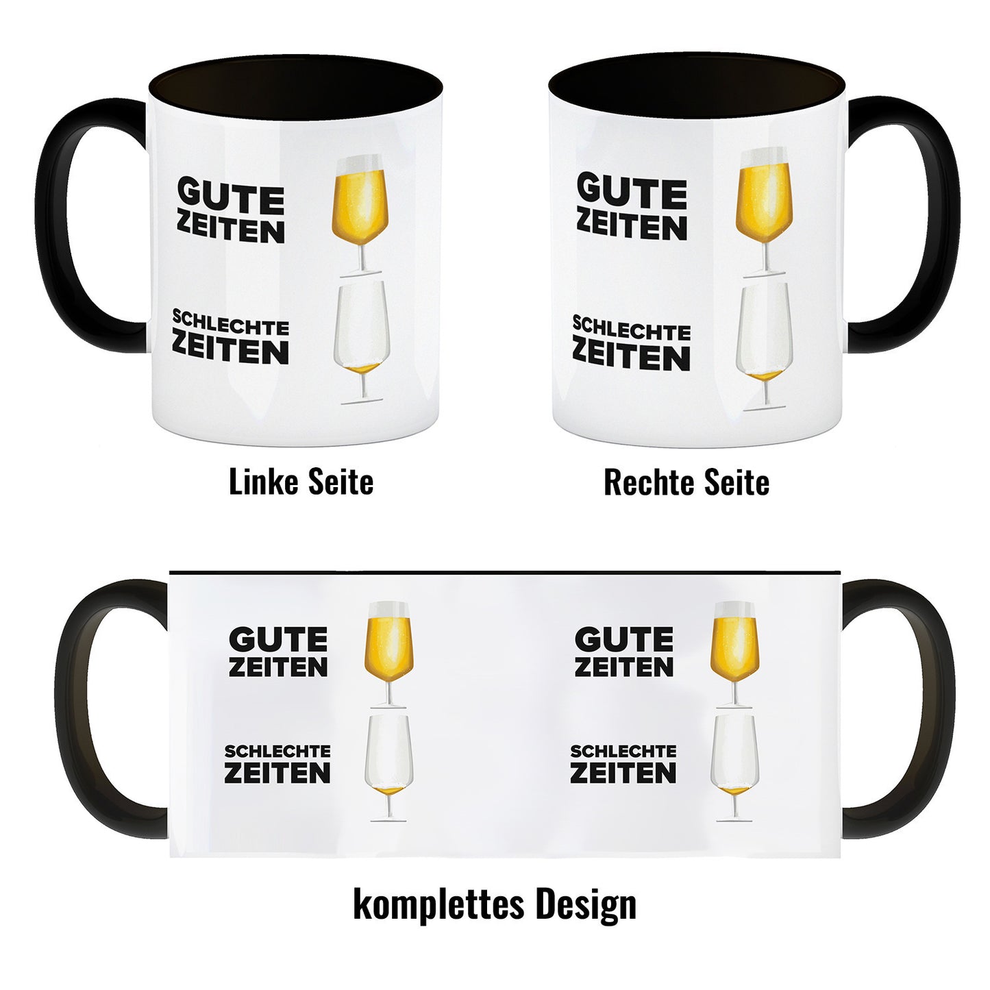 Gute Zeiten - Schlechte Zeiten Bier Kaffeebecher Schwarz