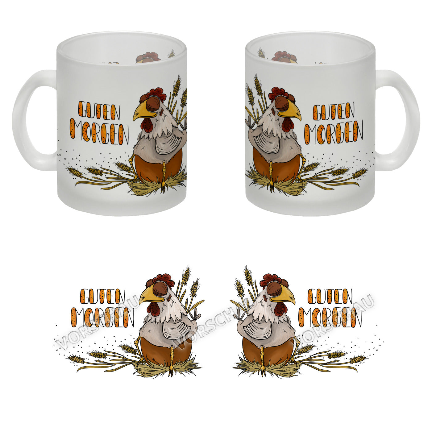 Guten Morgen Glas Tasse mit Huhn Motiv