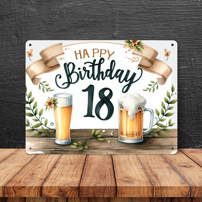 Happy Birthday 18 Bier Metallschild XL in 21x28 cm