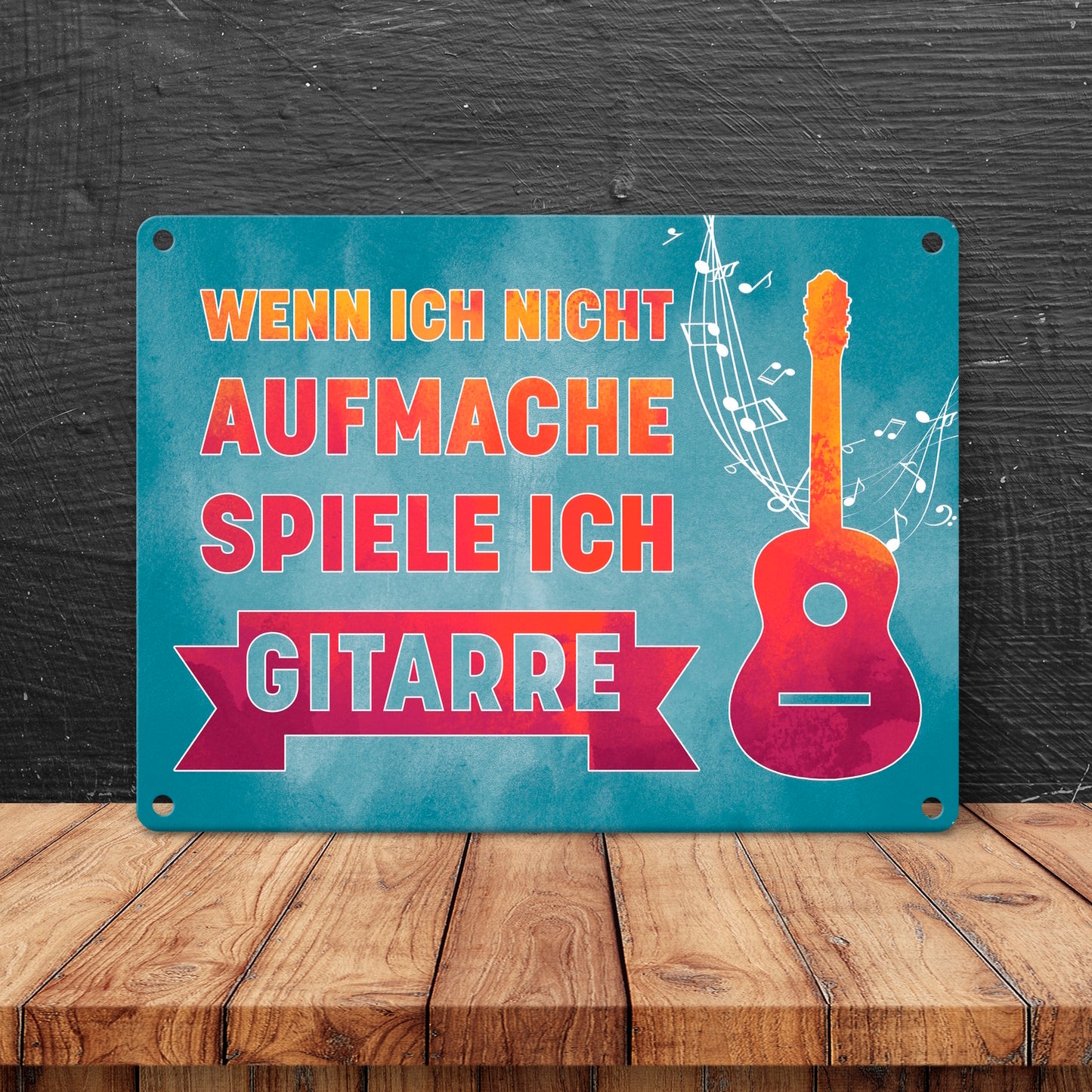 Wenn ich nicht aufmache, spiele ich Gitarre Metallschild in 15x20 cm für Gitarristen