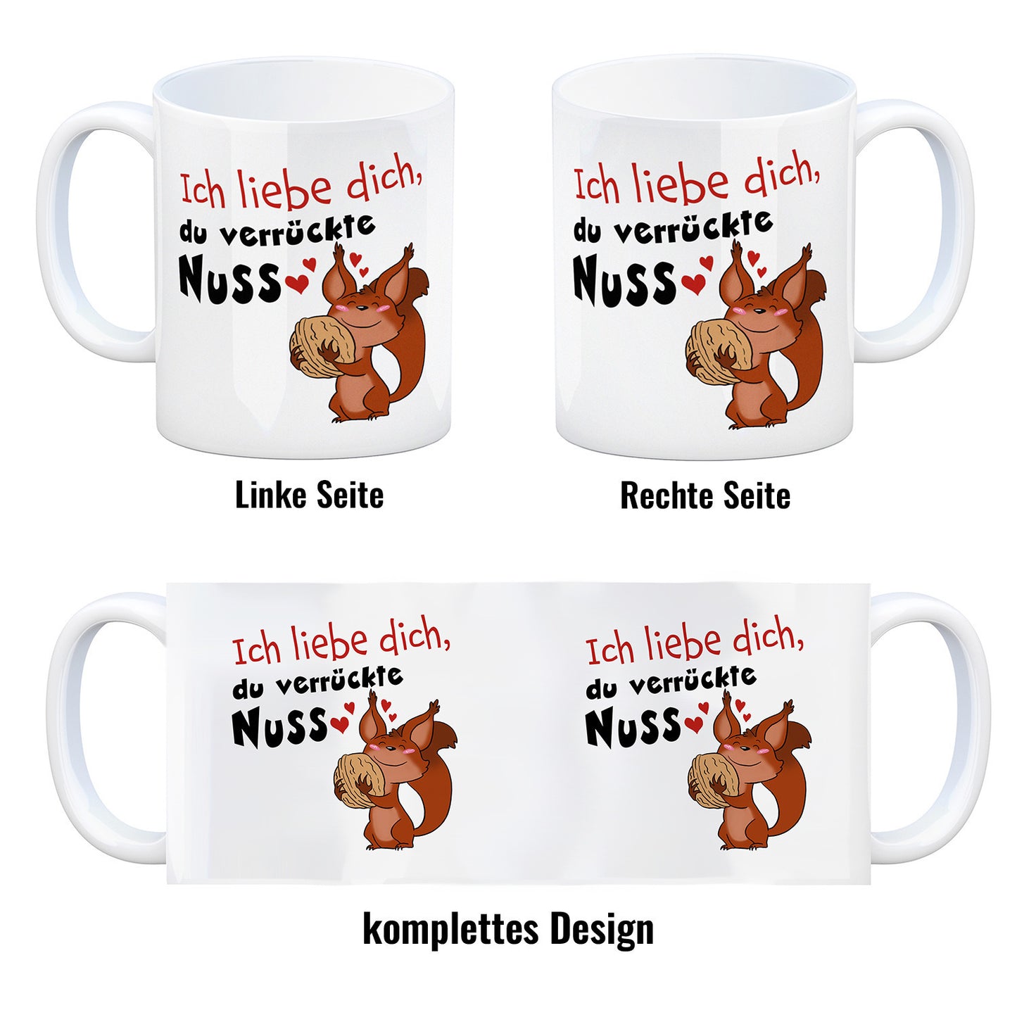 Ich liebe dich verrückte Nuss Kaffeebecher mit süßem Eichhörnchen