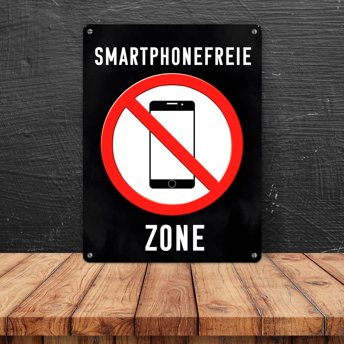 Smartphonefreie Zone Handy verboten Metallschild in 15x20 cm