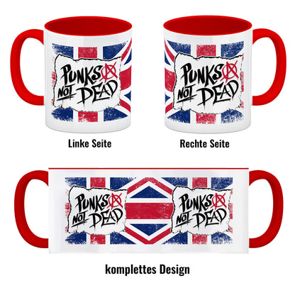 Punks not Dead Union Jack Kaffeebecher Rot