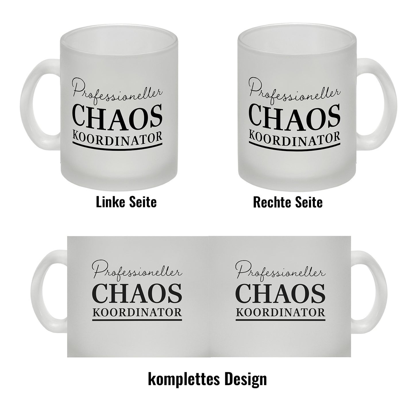 Chef Glas Tasse mit Spruch Professioneller Chaos Koordinator