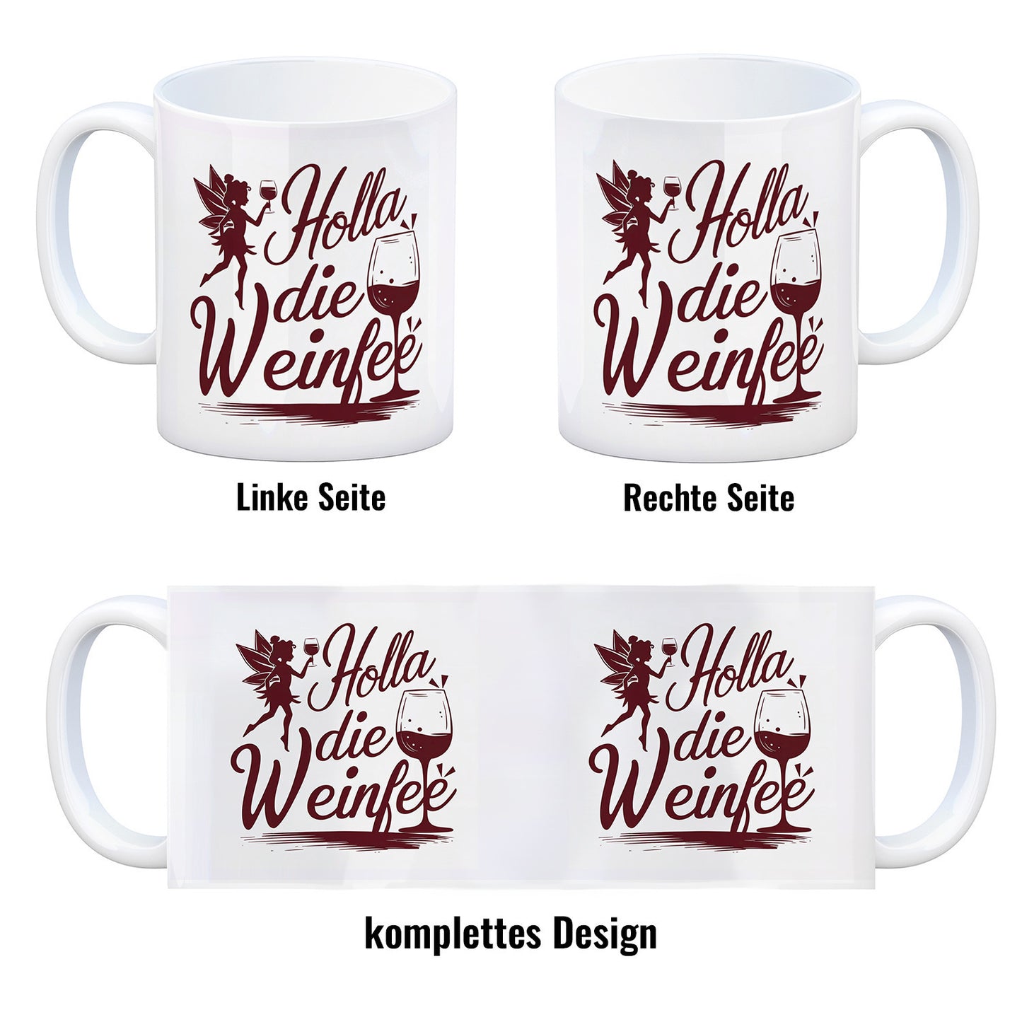 Fee mit Weinglas - HOLLA DIE WEINFEE Kaffeebecher