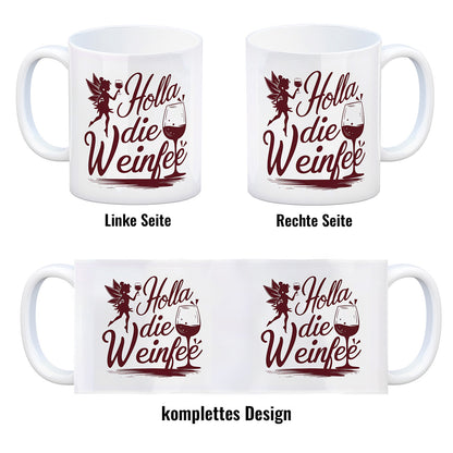 Fee mit Weinglas - HOLLA DIE WEINFEE Kaffeebecher