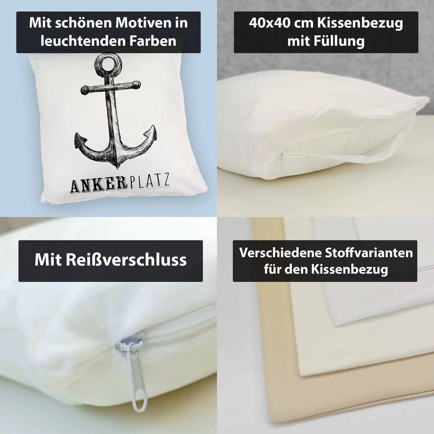 Anker Kuschelkissen mit Spruch Ankerplatz