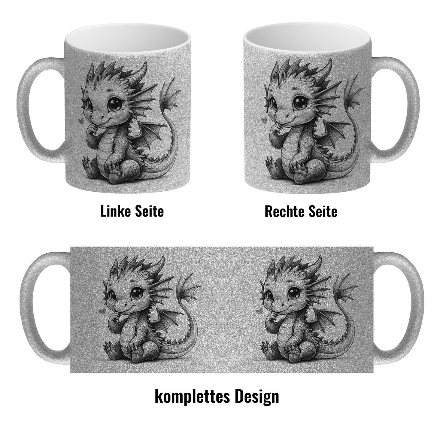 Niedlicher Drache Glitzer-Kaffeebecher