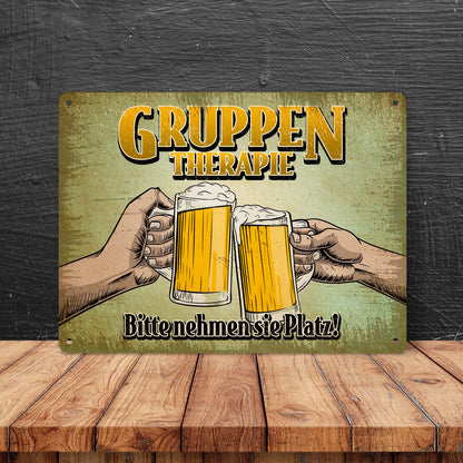 Gruppentherapie Bier Metallschild XL im trendigen Retrolook