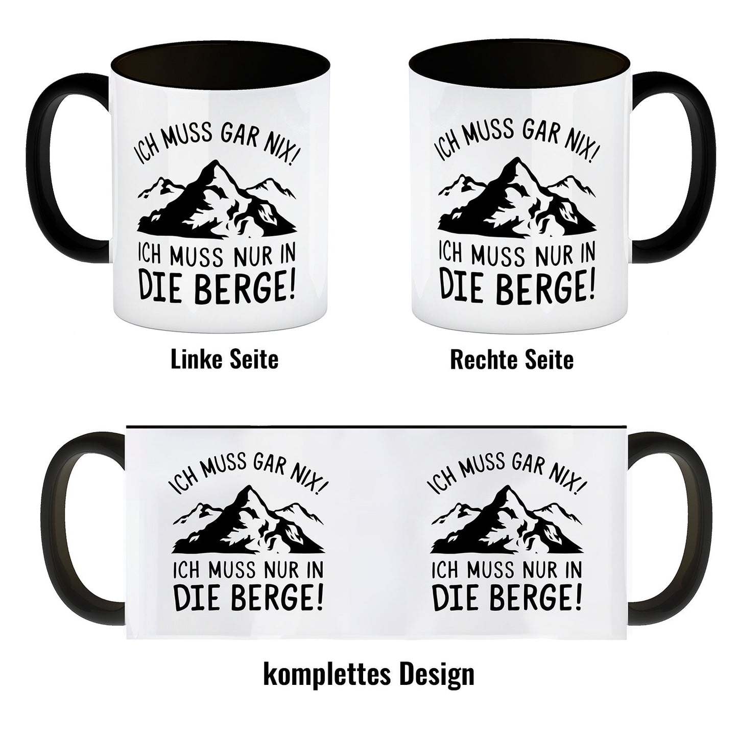 Ich muss nur in die Berge Kaffeebecher in schwarz