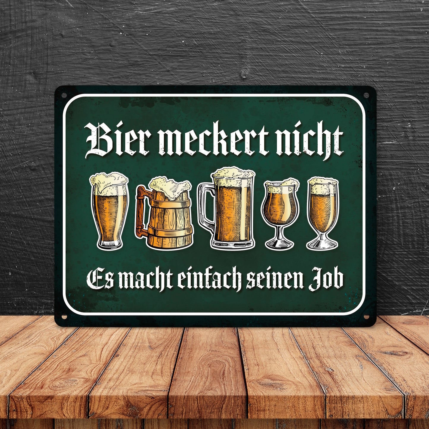 Metallschild XL mit Bier Motiv und Spruch: Bier meckert nicht - es macht ...