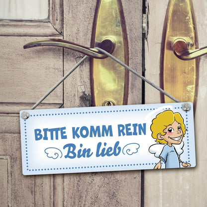 Bitte nicht stören - komm rein Wendeschild mit Teufelchen und Engelchen