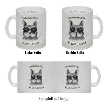 Ich habe mich umgesehen - wir sind die geilsten hier Glas Tasse mit Katze Motiv