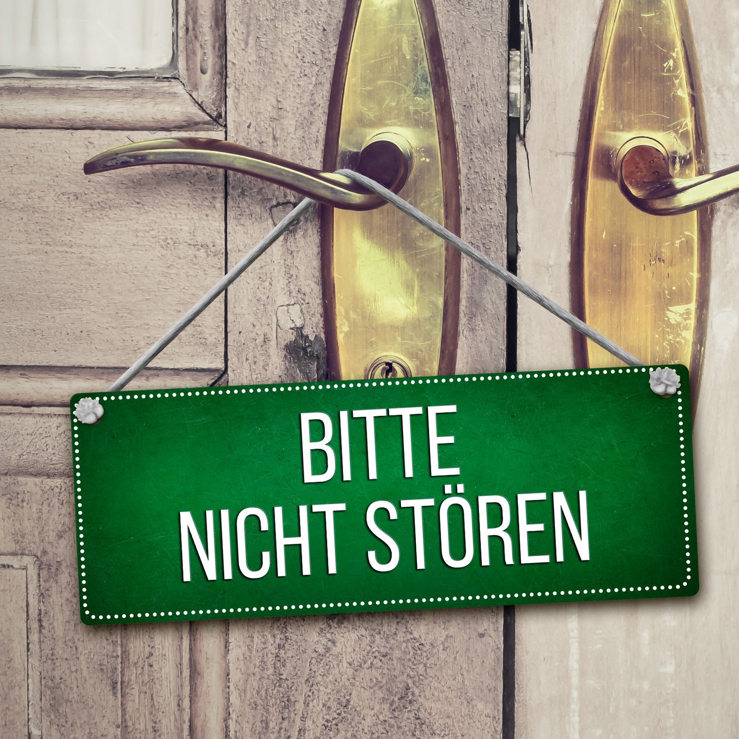 Grünes &quotBitte nicht stören - Komm rein&quot Wendeschild mit Kordel