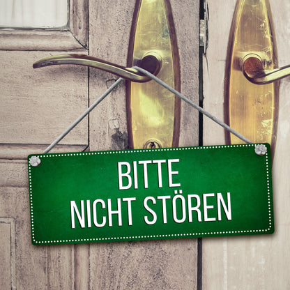 Grünes &quotBitte nicht stören - Komm rein&quot Wendeschild mit Kordel