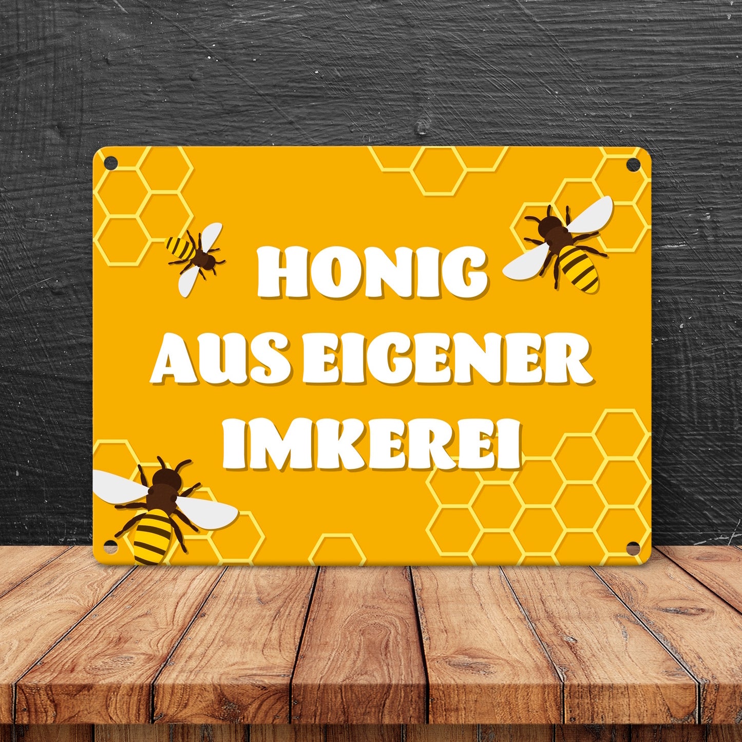 Imkerei Bienen Metallschild in 15x20 cm mit Spruch Honig aus eigener Imkerei