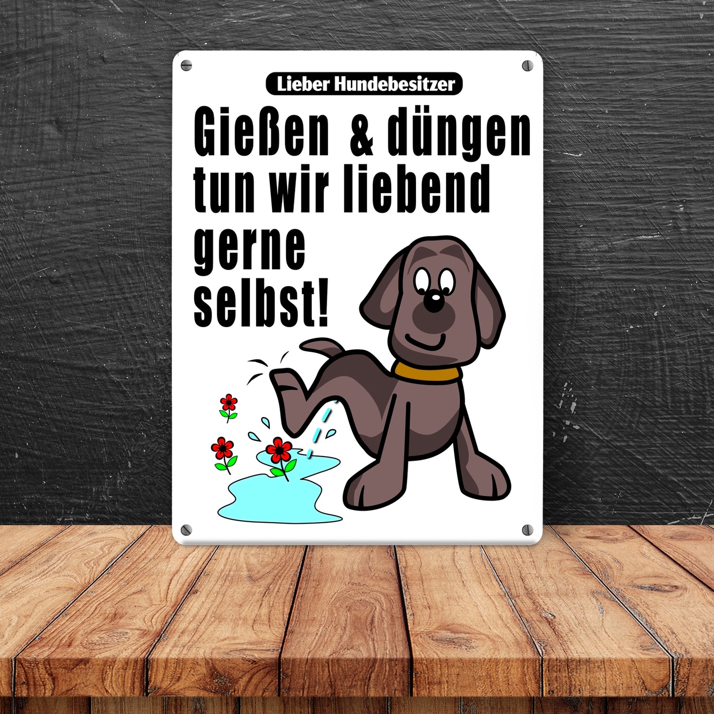 Gießen und düngen - Kein Hundeklo Schild in weiß