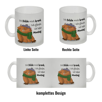 Freches Monster in orange Glas Tasse mit lustigem Spruch