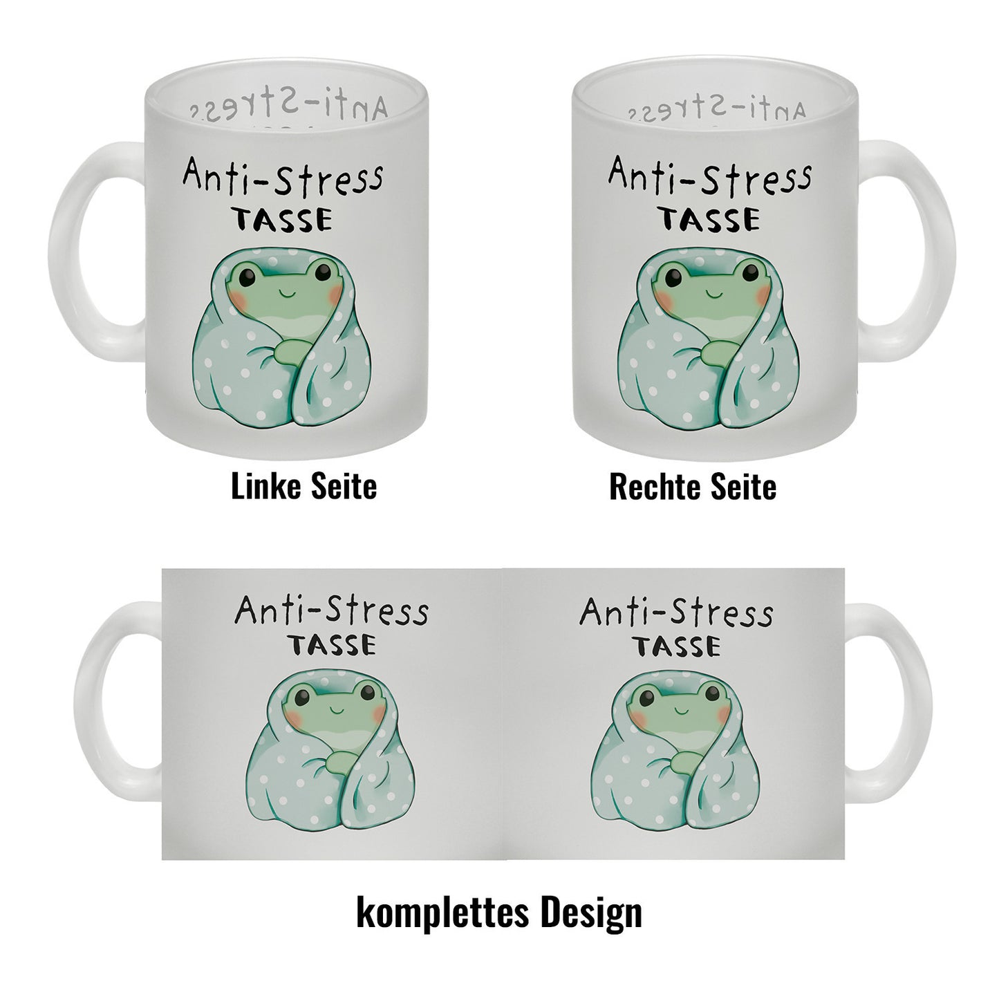 Frosch in blauer Decke mit Spruch Anti-Stress Tasse