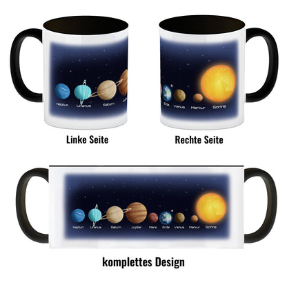 Planeten des Sonnensystems Kaffeebecher Schwarz