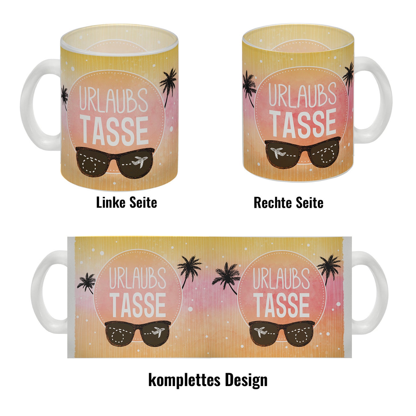 Urlaubsbecher Glas Tasse mit sommerlichem Urlaub Motiv