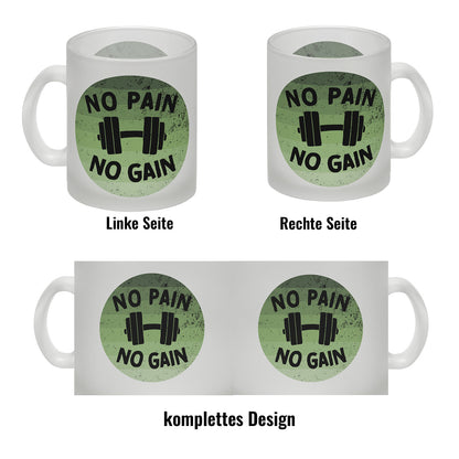 No pain no gain Fitness Glas Tasse mit Hantel